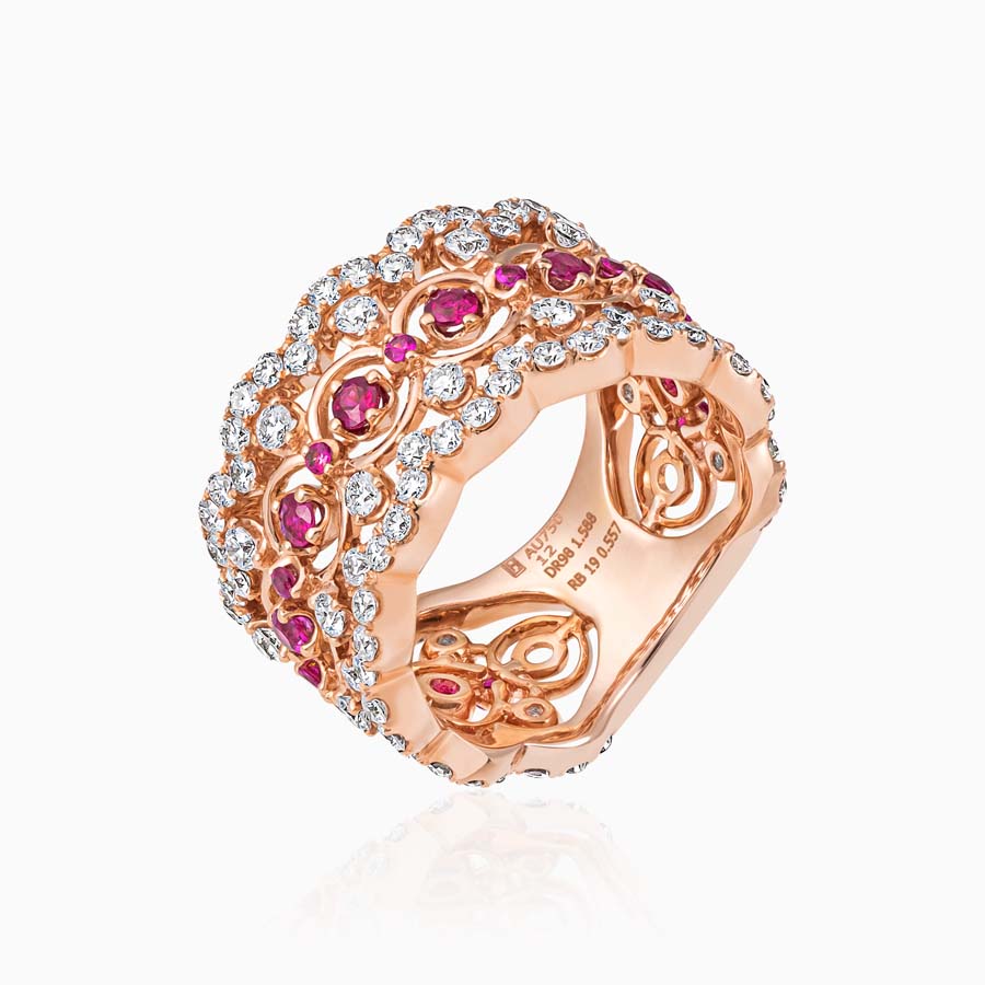 Nhẫn Lộc Phúc Fine Jewelry F1B.DFH0002R Vàng Hồng Đính Kim Cương - Duy Hoang
