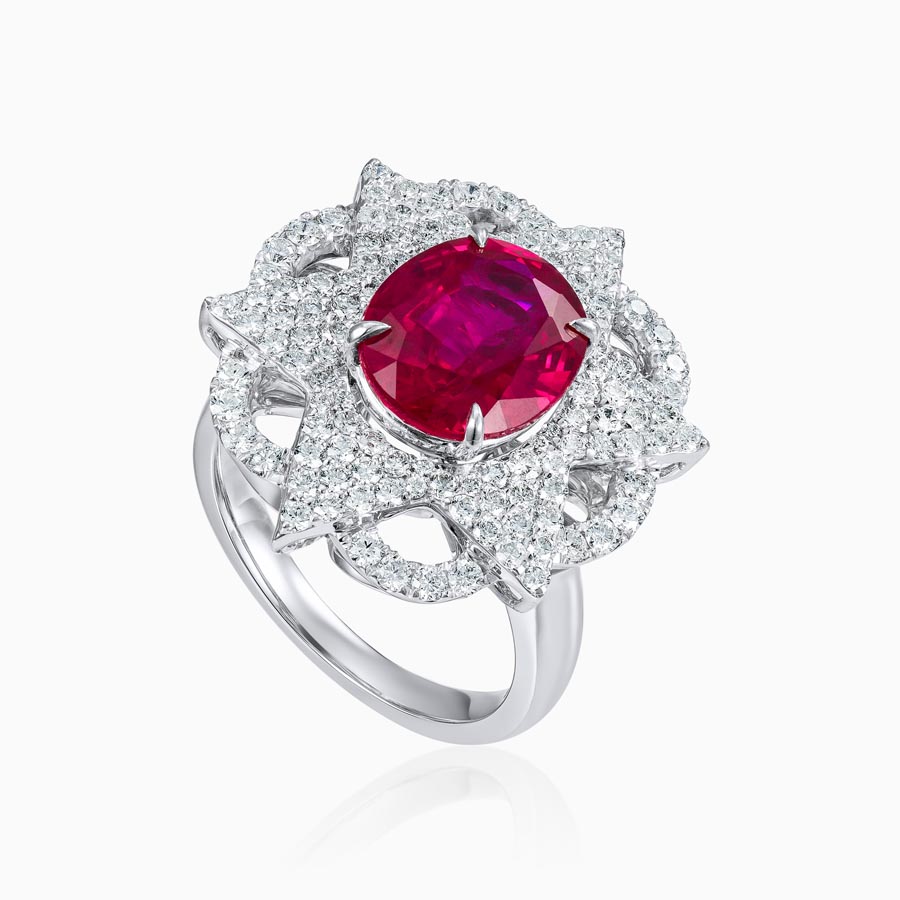 Nhẫn Lộc Phúc Fine Jewelry F1B.DFH0022R Vàng Trắng Đính Kim Cương - Duy Hoang