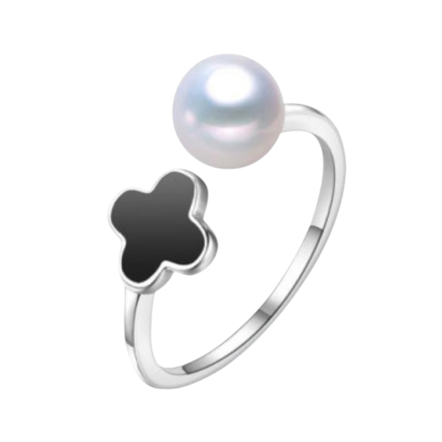 Nhẫn Nữ Jessica Pearl Black Clover JR11 Màu Bạc - Duy Hoang