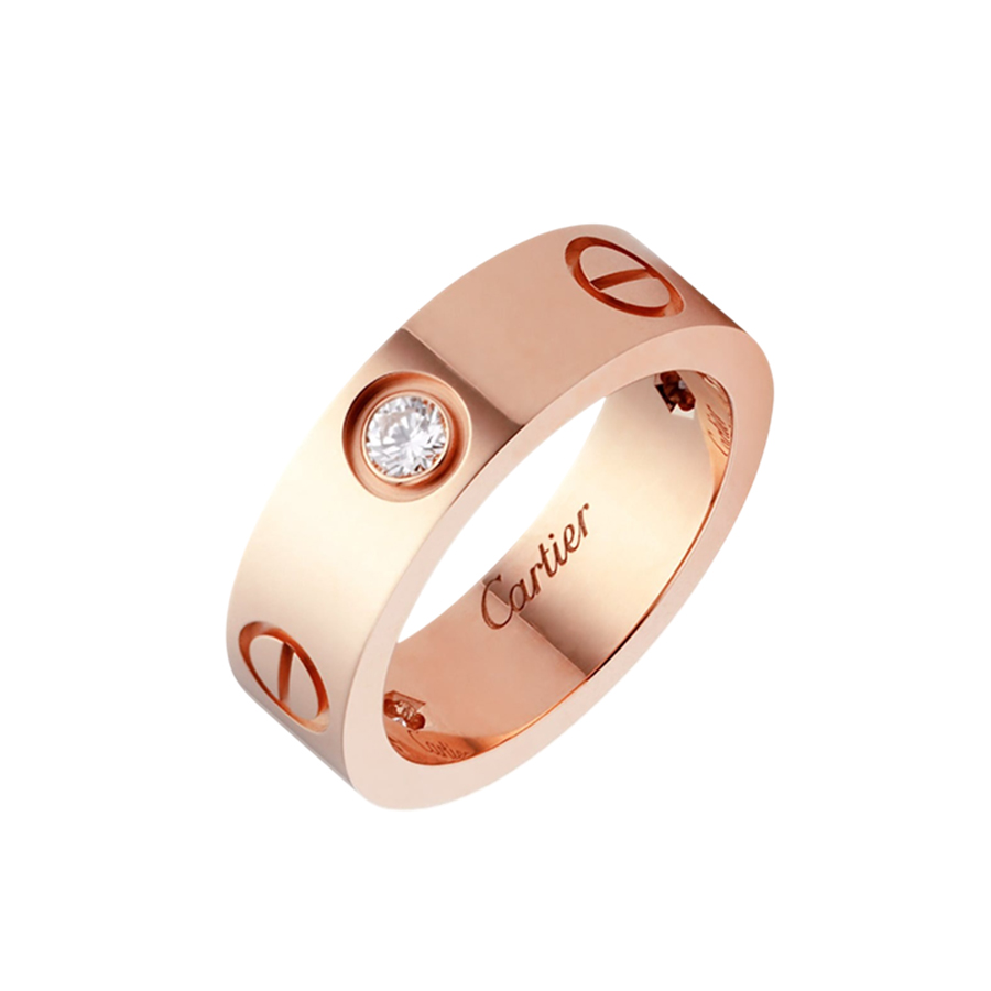 Nhẫn Unisex Cartier Love Ring Classic Model 3 Diamonds CRB4087500 Màu Vàng Hồng Size 52 - Duy Hoang
