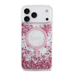 Ốp Điện Thoại Guess MagSafe Glitter Pattern Case For iPhone 17 Pro Max Màu Trắng Trong/Hồng - Duy Hoang