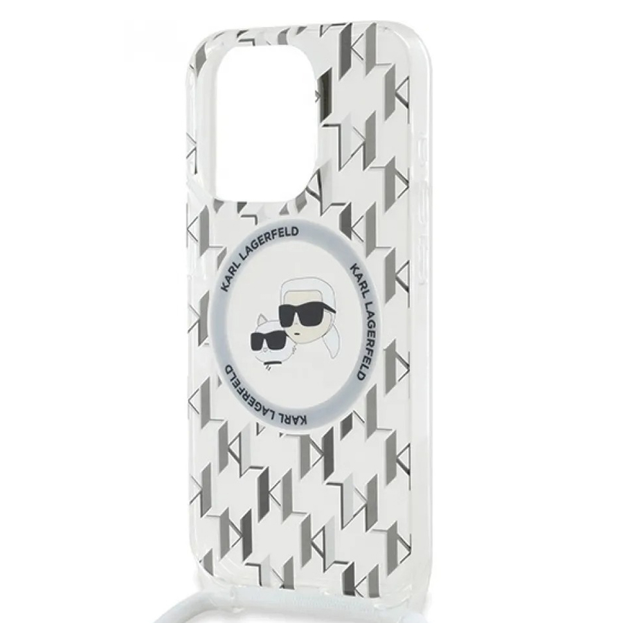 Ốp Điện Thoại Karl Lagerfeld IML Monogram & Choupette Head Case For Iphone 15 Pro Max Màu Trắng - Duy Hoang