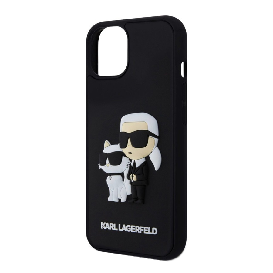 Ốp Điện Thoại Karl Lagerfeld iPhone 15 Phone Case 3D Rubber With NFT Karl & Choupette Black Màu Đen - Duy Hoang