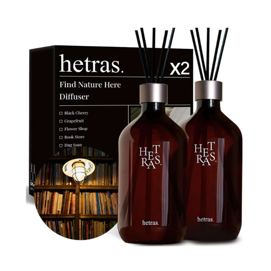 Set 2 Chai Tinh Dầu Nước Hoa Khuếch Tán Hương Thơm Hetras Book Store (500ml x 2) - Duy Hoang