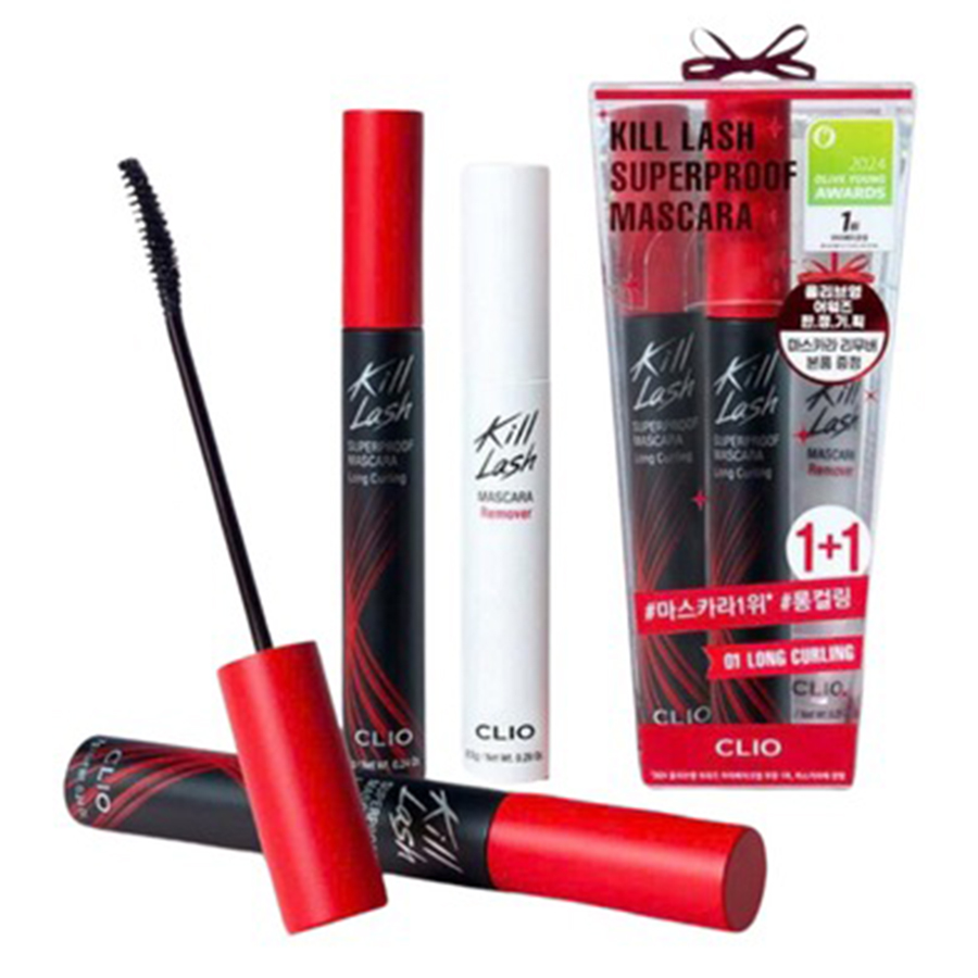 Set Chuốt Mi Mascara Clio Kill Lash Superproof 7g x 2 Và Tẩy Trang Lash Remover 8.5g - Duy Hoang