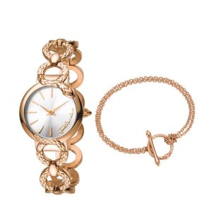 Set Đồng Hồ Nữ Just Cavalli Analog Silver Dial Watch JC1L059M0055 Màu Vàng Hồng - Duy Hoang