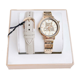 Set Đồng Hồ Nữ Just Cavalli Women's Champagne Dial Leather Watch Màu Vàng Hồng - Duy Hoang
