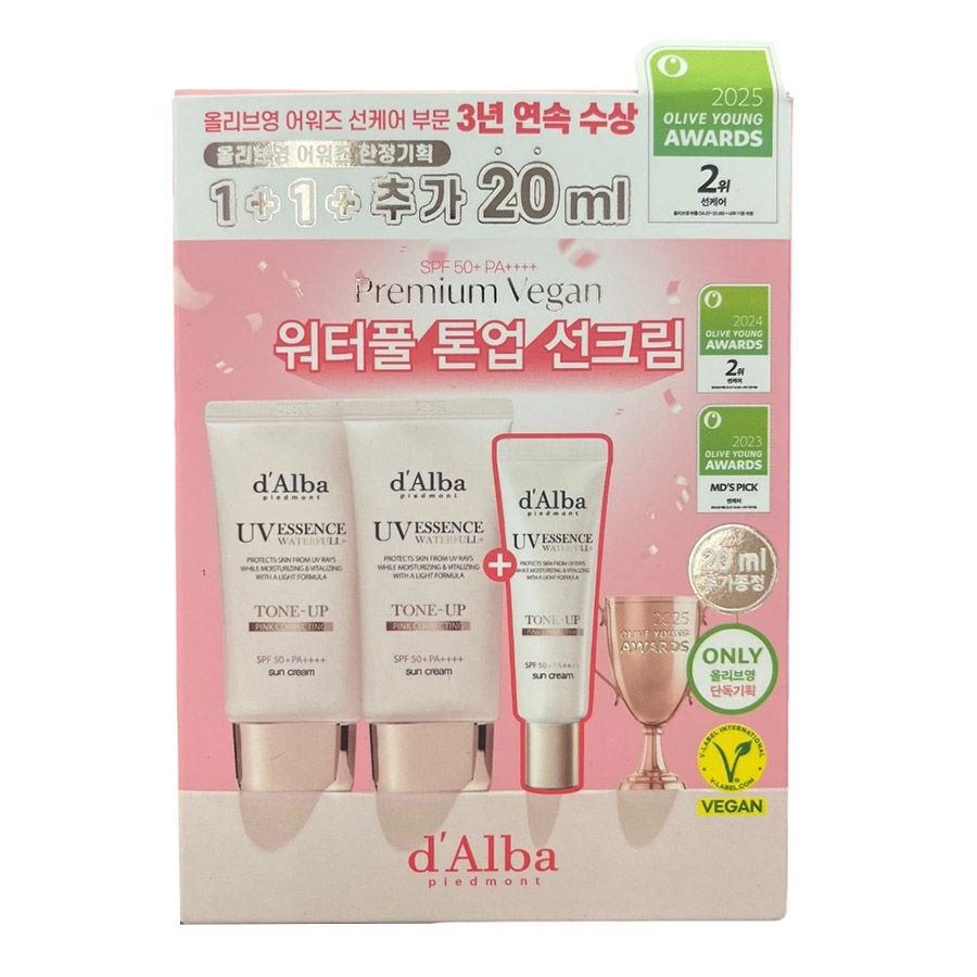 Set Kem Chống Nắng Nâng Tone Hồng D'alba Waterfull Tone Up Sun Cream SPF50+/ Pa++++ 3 Món - Duy Hoang