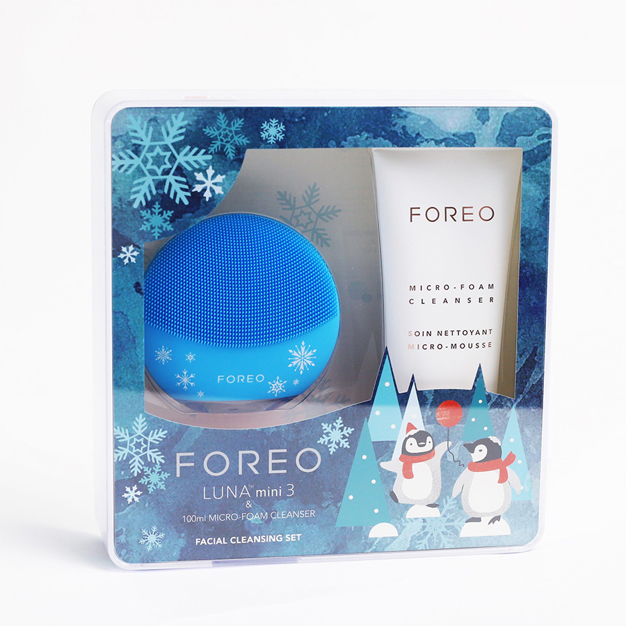 Set Máy Rửa Mặt Foreo Mini 3 Màu Xanh Dương và Sữa Rửa Mặt Foreo Micro-Foam Cleanser 100ml - Duy Hoang