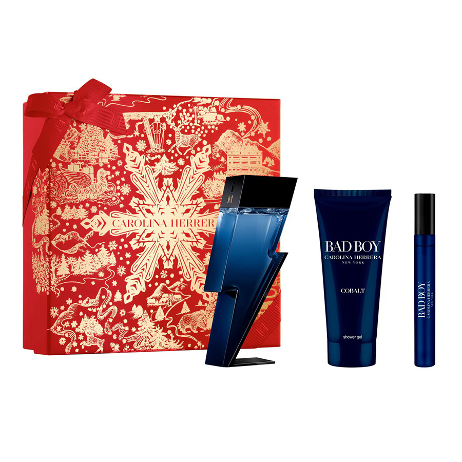Set Nước Hoa Nam Carolina Herrera Bad Boy Cobalt Electrique EDP 3 Món (Box Đỏ) - Duy Hoang
