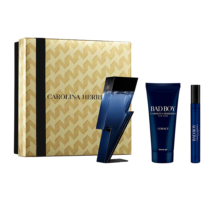 Set Nước Hoa Nam Carolina Herrera Bad Boy Cobalt Electrique EDP 3 Món (Box Vàng) - Duy Hoang