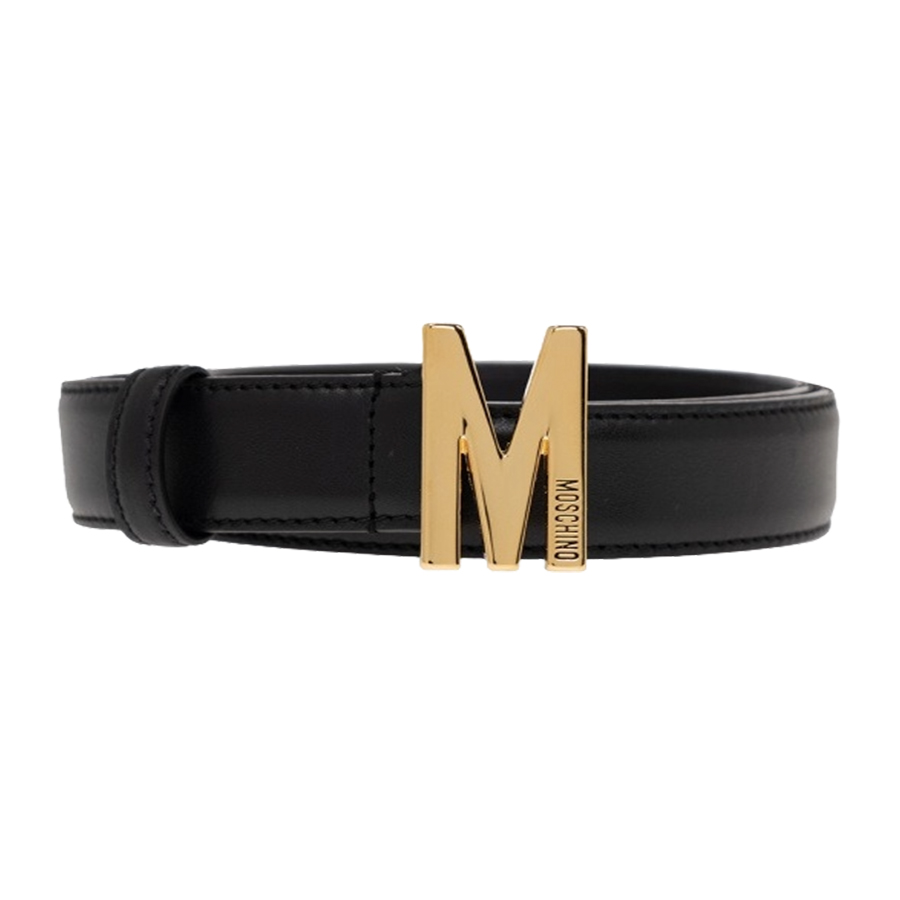 Thắt Lưng Nữ Moschino Leather Belt With Iconic M-Logo Buckle 2.5cm Màu Đen Size 80 - Duy Hoang