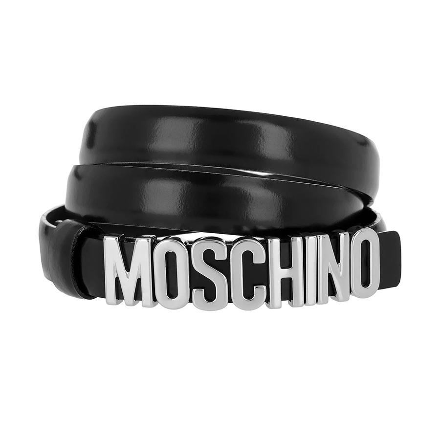 Thắt Lưng Nữ Moschino Logo Plaque Belt 1.8cm Màu Đen Size 80 - Duy Hoang