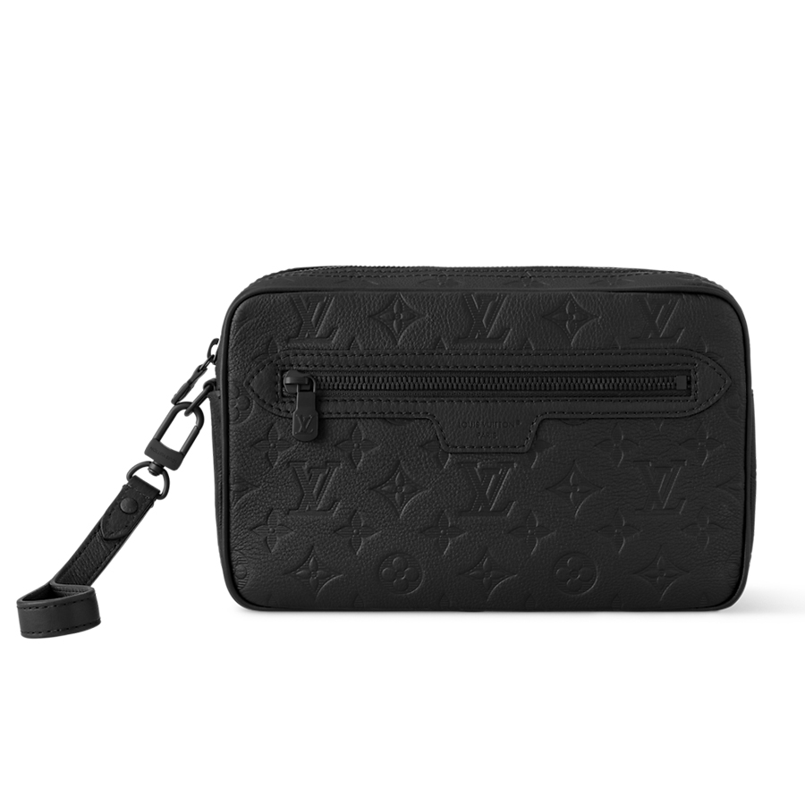 Túi Cầm Tay Louis Vuitton LV Pochette Kasai Monogram Shadow Leather M14910 Màu Đen - Duy Hoang