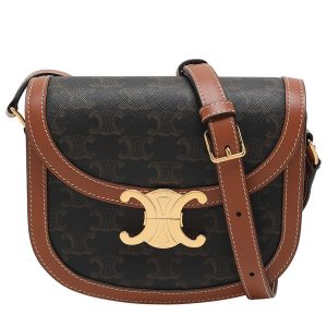 Túi Đeo Chéo Nữ Celine Brown Coated Canvas And Leather Triomphe Teen Crossbody Bag Màu Nâu Đen - Duy Hoang