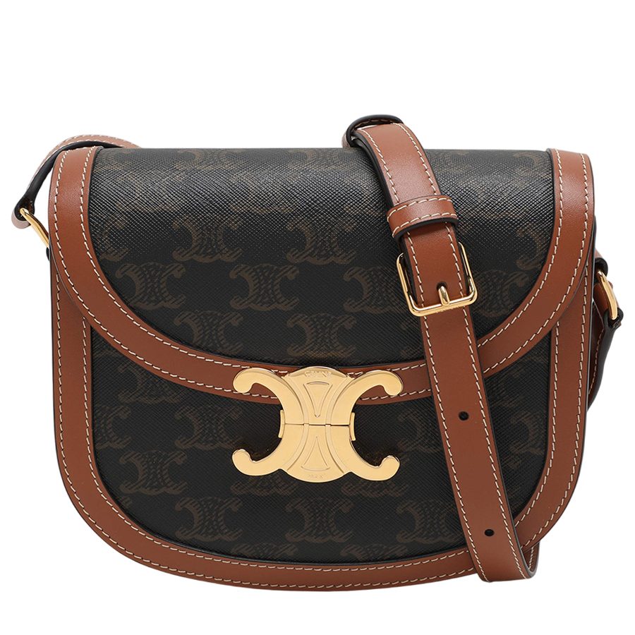 Túi Đeo Chéo Nữ Celine Brown Coated Canvas And Leather Triomphe Teen Crossbody Bag Màu Nâu Đen - Duy Hoang