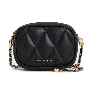 Túi Đeo Chéo Nữ Charles & Keith CNK Arwen Quilted Mini Bag - Black CK2-00770664_BLACK Màu Đen - Duy Hoang