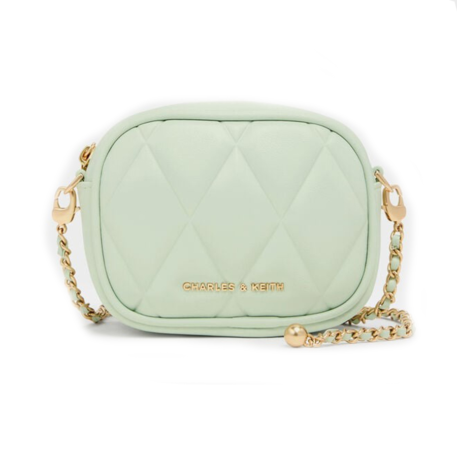 Túi Đeo Chéo Nữ Charles & Keith CNK Arwen Quilted Mini Bag - Mint Green CK2-00770664_MT.GRN Màu Xanh Green - Duy Hoang