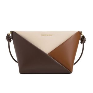 Túi Đeo Chéo Nữ Charles & Keith CNK Midori Geometric Colourblock Bag CK2-80782276-1 Multi Brown Màu Nâu/Kem - Duy Hoang