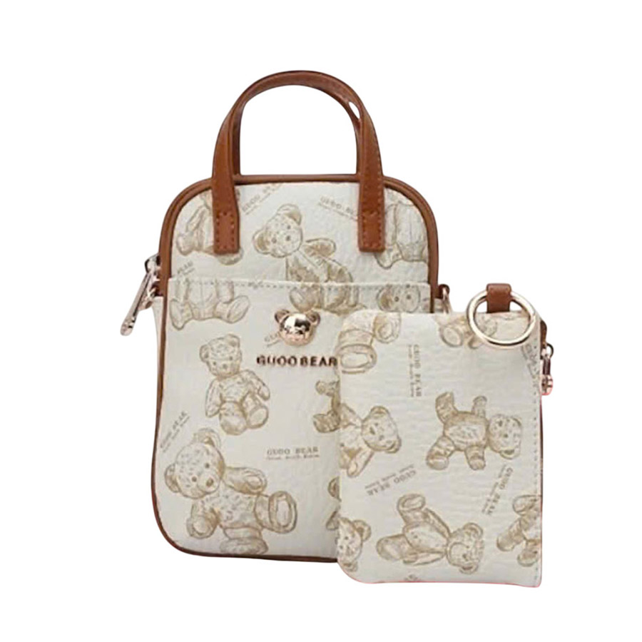 Túi Đeo Chéo Nữ Guoo Bear GU1101-2910 Màu Nâu Trắng - Duy Hoang