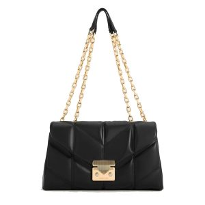 Túi Đeo Vai Nữ Charles & Keith CNK Eudora Chevron Trapeze Bag - Black CK2-20782014_BLACK Màu Đen - Duy Hoang