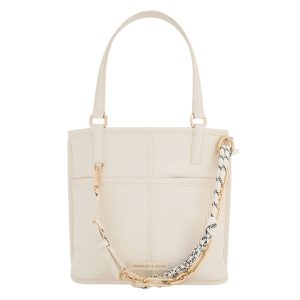 Túi Tote Nữ Charles & Keith CNK Addison Knotted-Rope Double-Handle CK2-30671765 Màu Kem - Duy Hoang