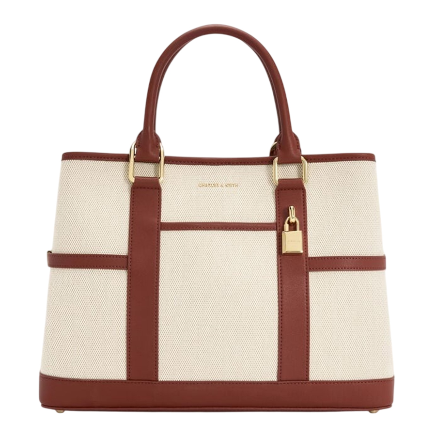 Túi Tote Nữ Charles & Keith CNK Scottie Canvas Bag Brick CK2-30840655-1 Màu Be Nâu - Duy Hoang