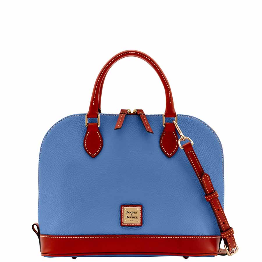 Túi Xách Dooney & Bourke Pebble Grain Zip Satchel Dusty Blue Màu Xanh Blue - Duy Hoang