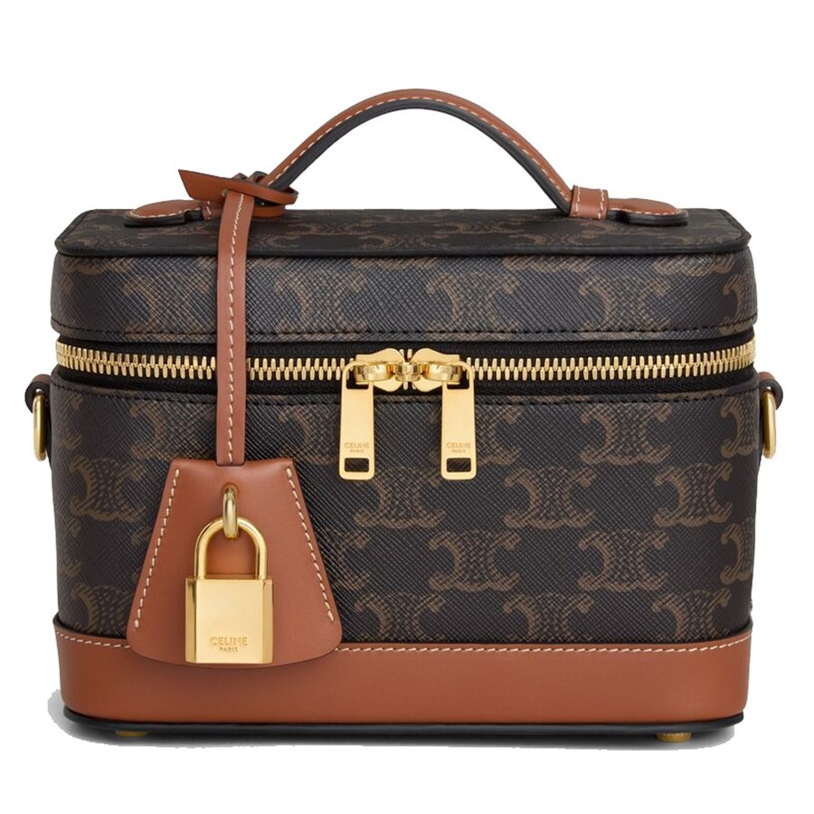 Túi Xách Nữ Celine Vanity In Triomphe Canvas And Calfskin 119462BZJ.04LU Màu Nâu Đen - Duy Hoang