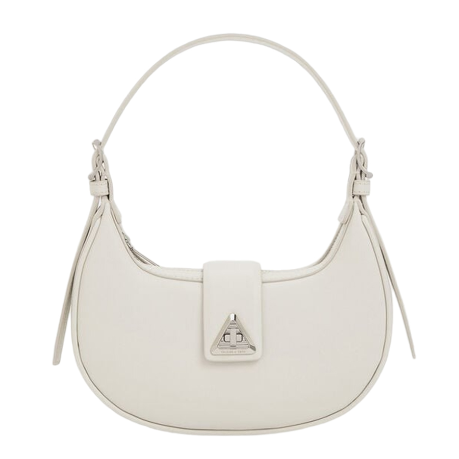 Túi Xách Nữ Charles & Keith CNK Trice Metallic Accent Belted Shoulder Bag Chalk CK2-50271205 Màu Trắng - Duy Hoang