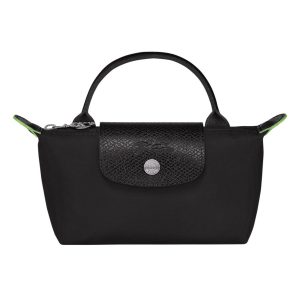 Túi Xách Nữ Longchamp Le Pliage Original Mini Pouch With Handle Noir Green Màu Đen - Duy Hoang