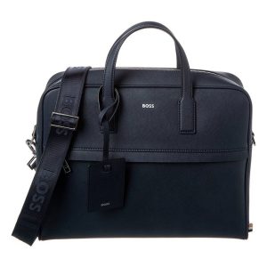 Túi Xách Tay Nam Hugo Boss Zair Leather Document Handbag Màu Xanh Navy - Duy Hoang