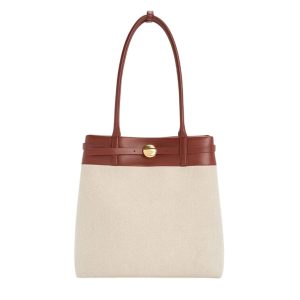 Túi Xách Tay Nữ Charles & Keith CNK Behn Canvas Belted Rectangular Bag Brick CK2-30271710-1 Màu Be Nâu - Duy Hoang
