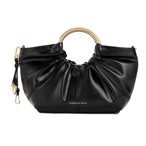 Túi Xách Tay Nữ Charles & Keith CNK Ciara Pleated Handbag Black CK2-30151611 Màu Đen - Duy Hoang