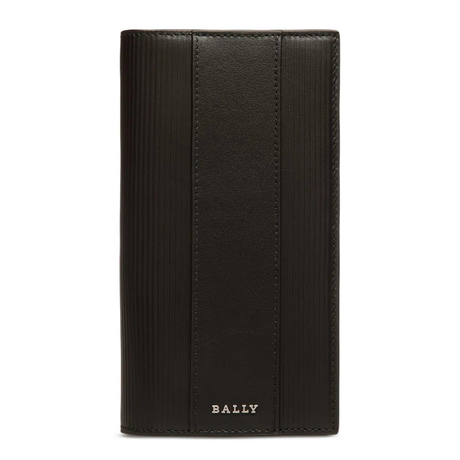 Ví Dáng Dài Bally Ribbed Leather Wallet Màu Đen - Duy Hoang