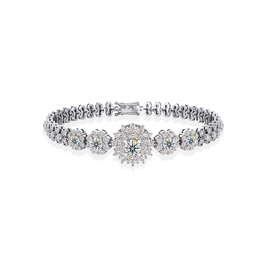 Vòng Đeo Tay Jemmia Diamond Nữ 18K VBT2021122433 Vàng Trắng Đính Kim Cương (Giá Chưa Bao Gồm Đá Chủ) - Duy Hoang