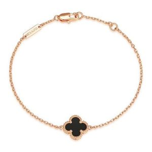 Vòng Đeo Tay Jewery Luxury Sweet Alhambra Bracelet Bản 9mm Màu Vàng Hồng Mặt Đen - Duy Hoang