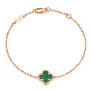Vòng Đeo Tay Jewery Luxury Sweet Alhambra Bracelet Bản 9mm Màu Vàng Hồng Mặt Xanh - Duy Hoang